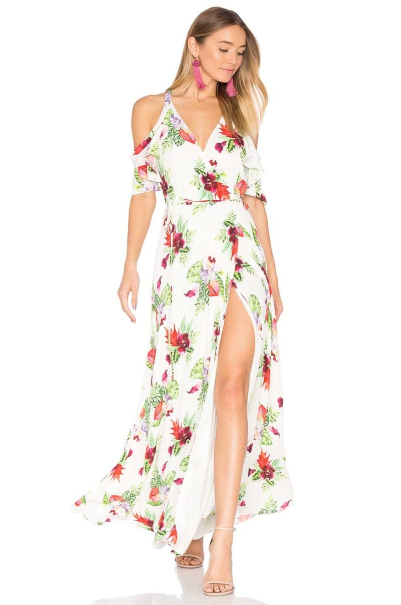PRIVACY PLEASE X REVOLVE ACME COLD SHOULDER MAXI DRESS White Floral