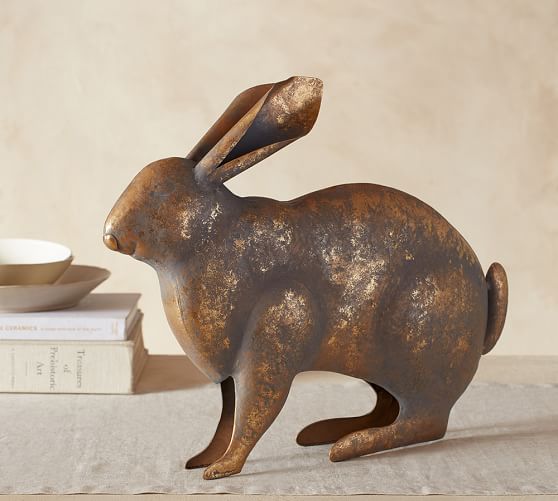 Pottery Barn BRUSHED GOLD BUNNY pottery barn easter decor sale