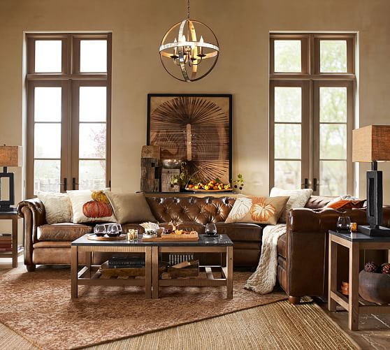 Pottery Barn CHESTERFIELD LEATHER 4-PIECE REVERSIBLE GRAND SECTIONAL pottery barn buy more save more sale 