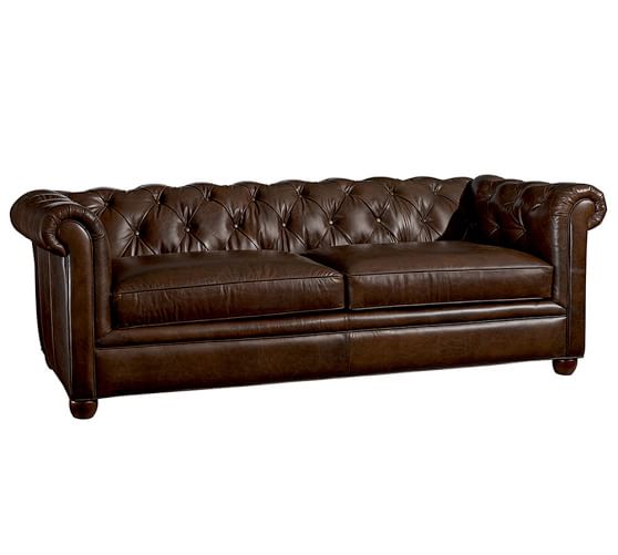 Pottery Barn CHESTERFIELD LEATHER SOFA Leather Vintage Cocoa pottery barn buy more save more sale