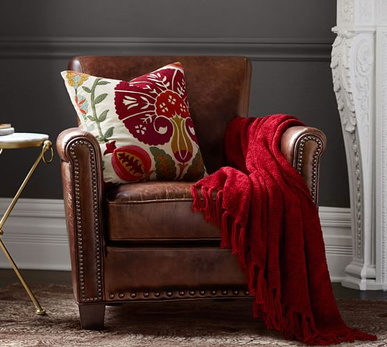 Pottery Barn IRVING LEATHER ARMCHAIR WITH NAILHEADS Leather Bourbon pottery barn buy more save more sale