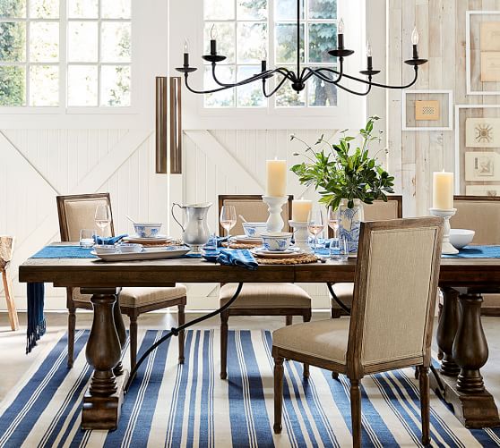 Pottery Barn LORRAINE EXTENDING DINING TABLE Medium, Large Rustic Brown Hewn Oak Pottery Barn Buy More Save More Sale