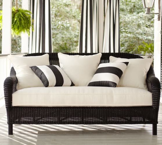 Pottery Barn PALMETTO ALL-WEATHER WICKER SOFA - BLACK pottery barn buy more save more sale