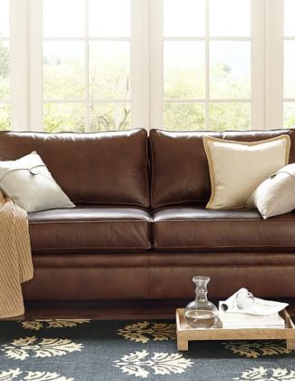 Pottery Barn PEARCE LEATHER SOFA pottery barn st. patrick's day sale