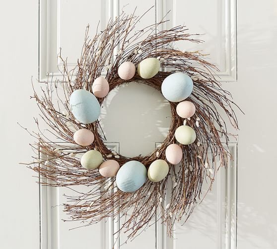 Pottery Barn PUSSY WILLOW & EGG WREATH pottery barn easter decor sale