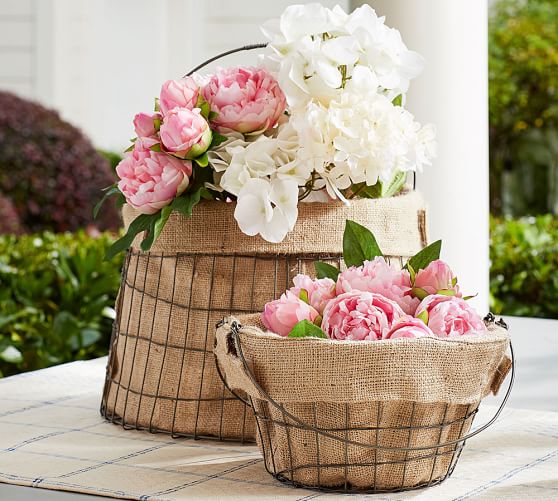 Pottery Barn SUSSEX BASKET WITH PERSONALIZABLE BURLAP LINER Monogram pottery barn easter baskets sale