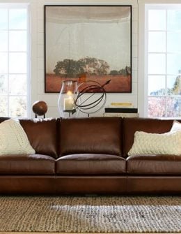 Pottery Barn TURNER ROLL ARM LEATHER SOFA pottery barn buy more save more sale