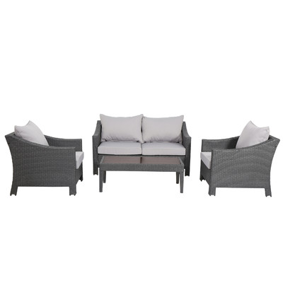 Red Barrel Studio Aqueduct 4 Piece Deep Seating Group with Cushion Grey Wayfair summer preview sale