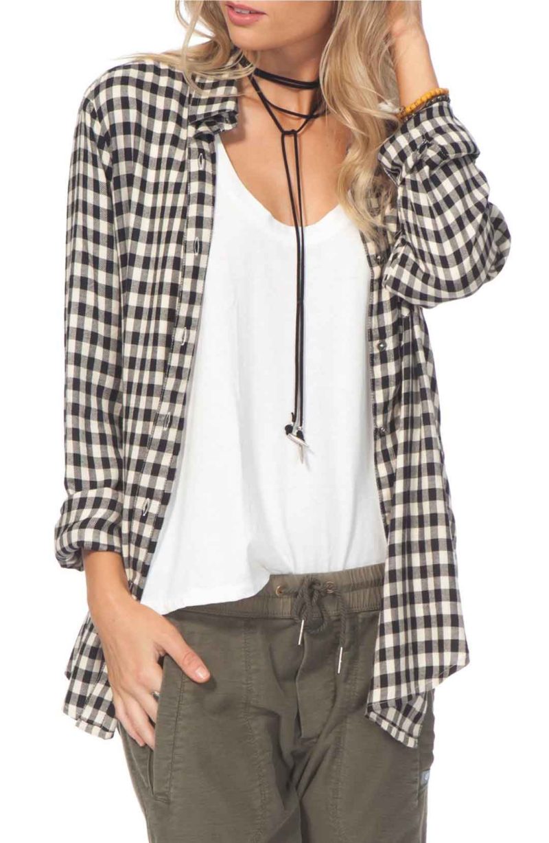 Rip Curl Gemma Shirt Black Gingham tops spring 2017