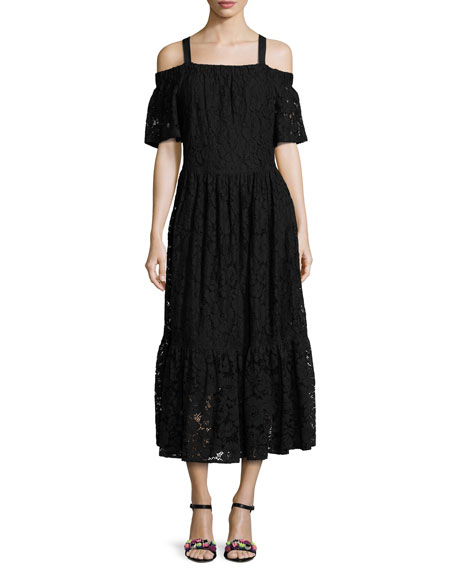 Robert Rodriguez Cold-Shoulder Lace Maxi Dress Black cold shoulder maxi dresses spring 2017