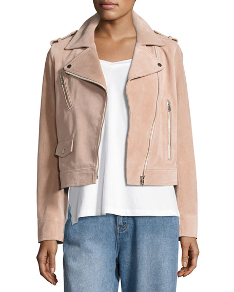 Robert Rodriguez Suede Moto Jacket, Blush Pink neiman marcus st. patrick's day sale