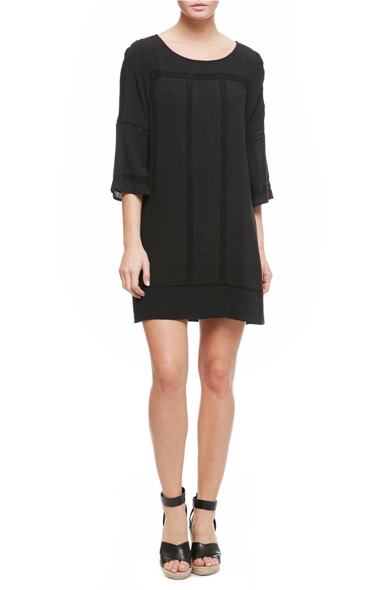 SANCTUARY Lace Trim Shift Dress Black lace shift dresses spring wedding guest season