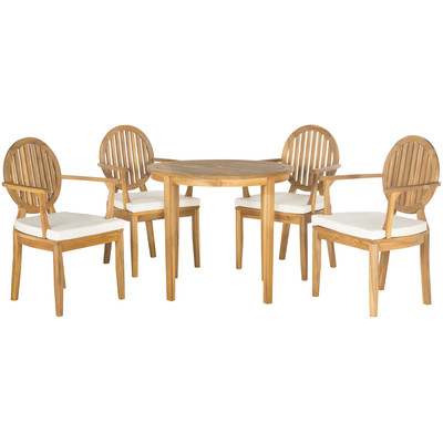 Safavieh Chino 5 Piece Dining Set with Cushions Teak Brown Wayfair summer preview sale