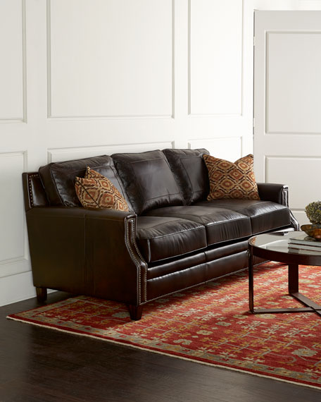 Steve Silver Brenton Leather Sofa Brown Horchow friends and family sale