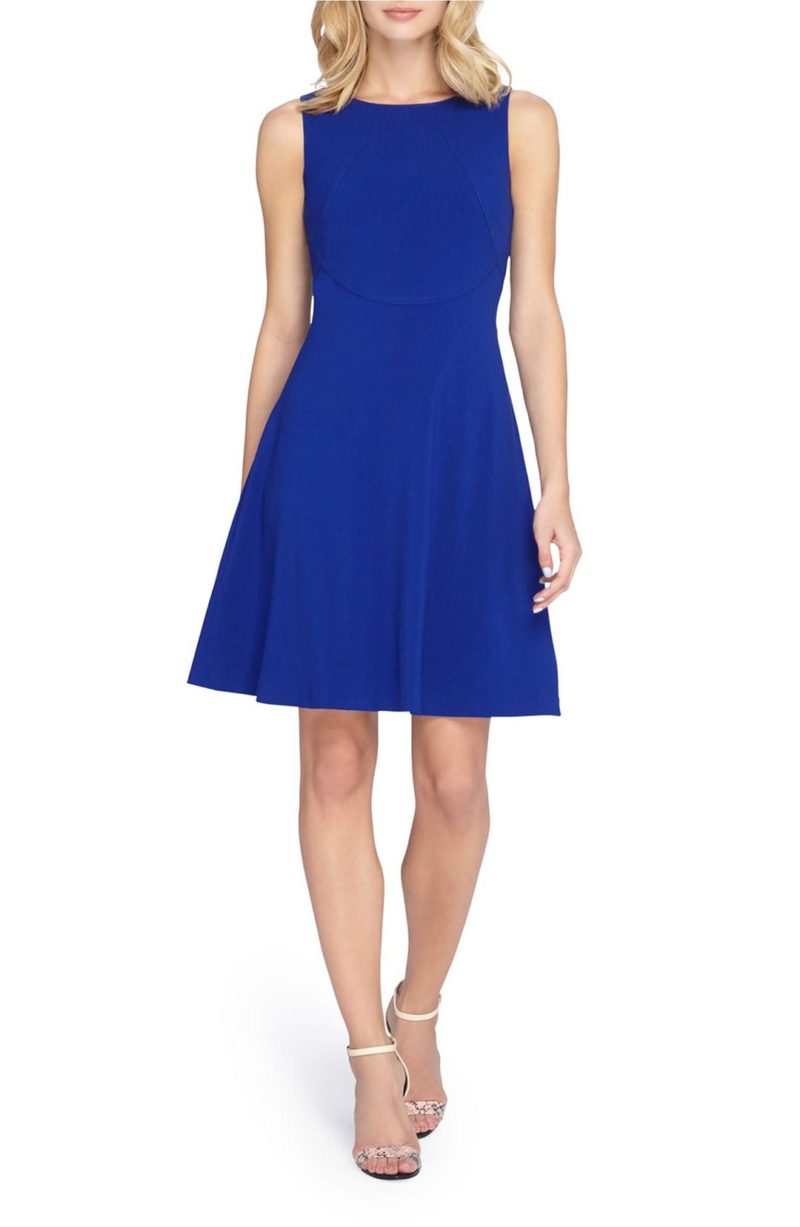 TAHARI Seamed Knit Fit & Flare Dress Cobalt Blue fit and flare dresses easter 2017