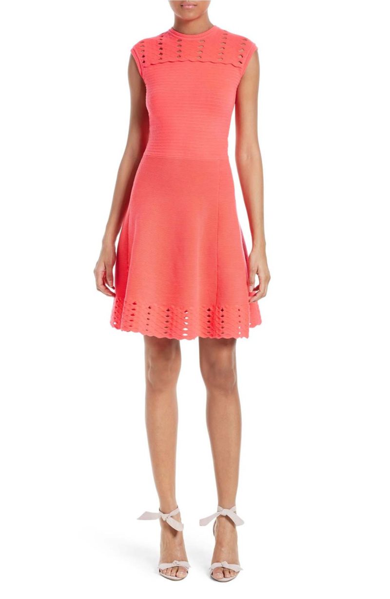 TED BAKER LONDON Zaralie Jacquard Panel Skater Dress Mid Orange skater dresses spring 2017 trend