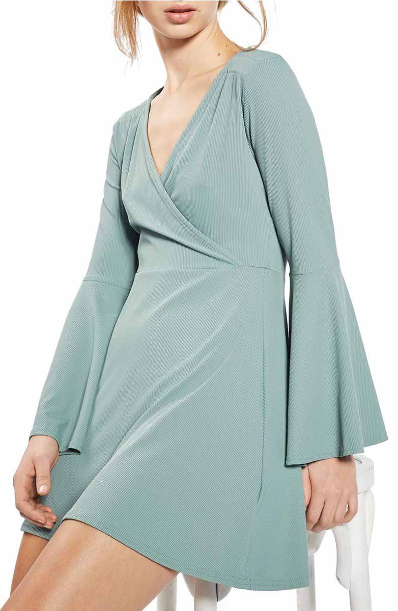 TOPSHOP Flute Sleeve Skater Dress Sage Green skater dresses spring 2017