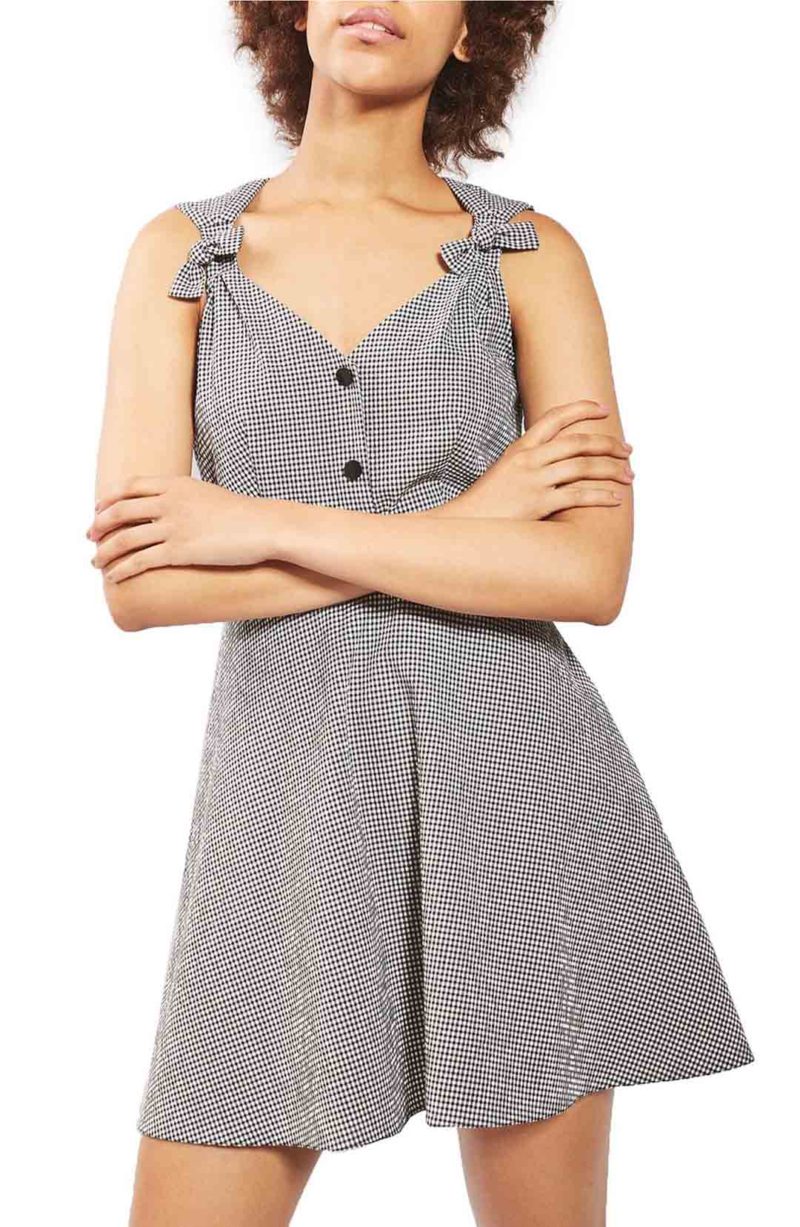 TOPSHOP Gingham Skater Dress Black Multi skater dresses for spring 2017 trend