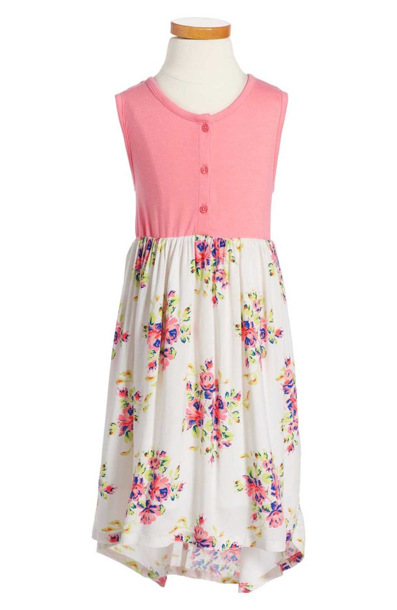 TUCKER + TATE Henley Sleeveless Dress Ivory Egret Rampage Rose Floral Print easter  dresses for little girls