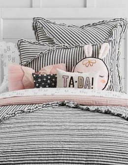 The Emily & Meritt Ruffle Stripe Quilted Bedding Pottery Barn Kids emily & meritt for pottery barn kids