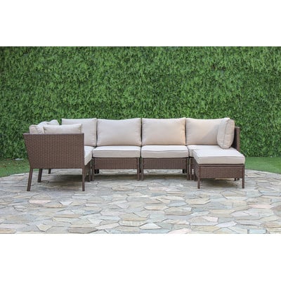Three Posts Berenice 6 Piece Outdoor Sectional Deep Seating Group with Cushions Resin Wicker wayfair summer preview sale