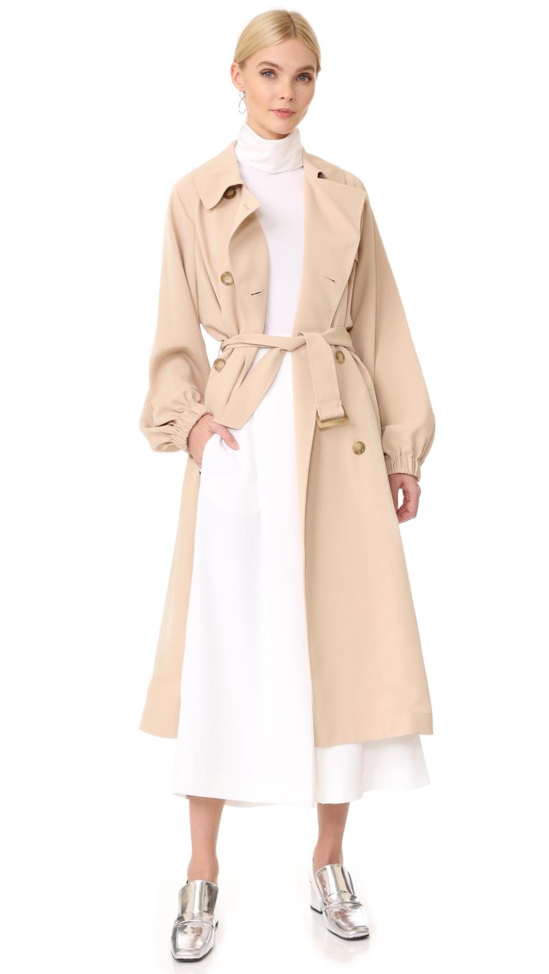 Tibi Twill Trench Coat Sand Blush trench coats spring 2017