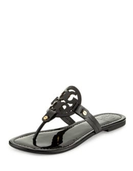 Tory Burch Miller Patent Logo Sandal Black Neiman Marcus st. patrick's day sale