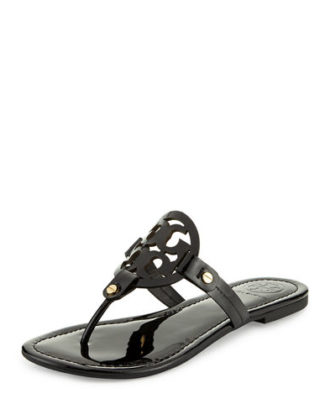 Tory Burch Miller Patent Logo Sandal Black Neiman Marcus st. patrick's day sale