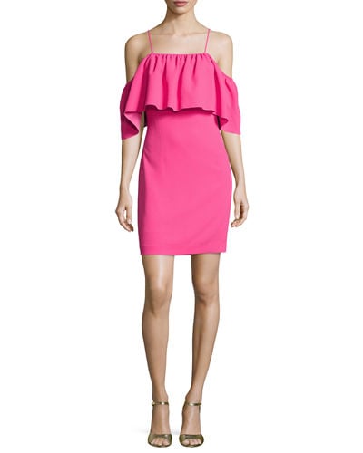 Trina Turk Cold-Shoulder Popover Sheath Dress Metro Rose cold shoulder dresses spring wedding guest season