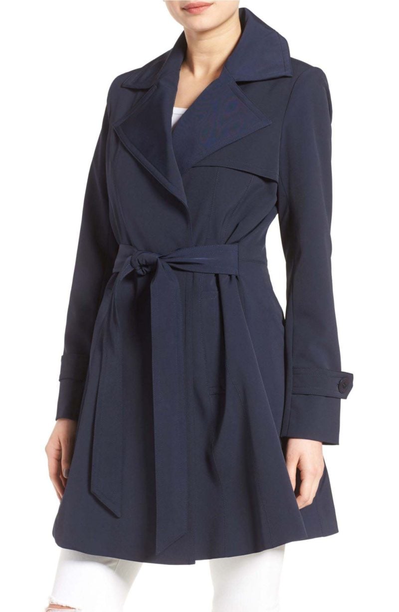 Trina Turk Phoebe Double Breasted Trench Coat Navy Blue trench coats spring 2017