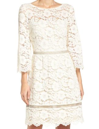 VINCE CAMUTO Lace Fit and Flare Dress Ivory fit and flare dresses spring 2017
