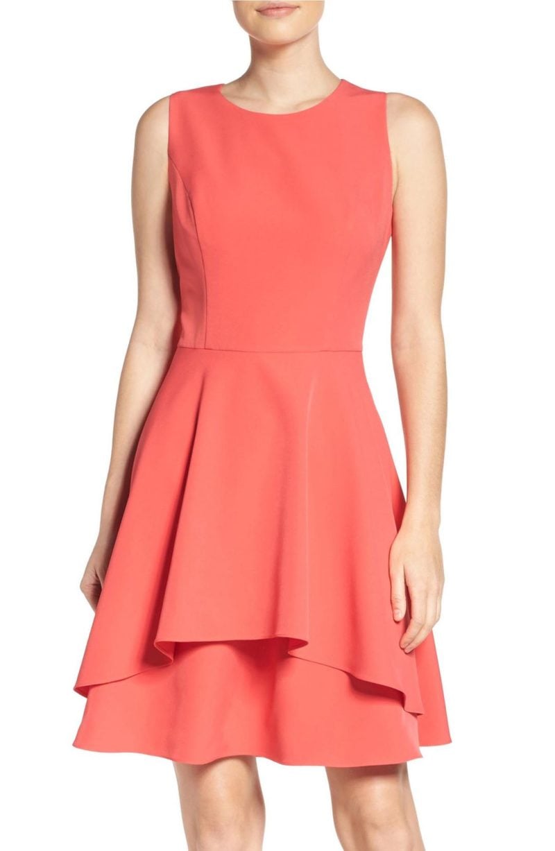 VINCE CAMUTO Ruffle Fit & Flare Dress Hot Pink fit and flare dresses easter 2017