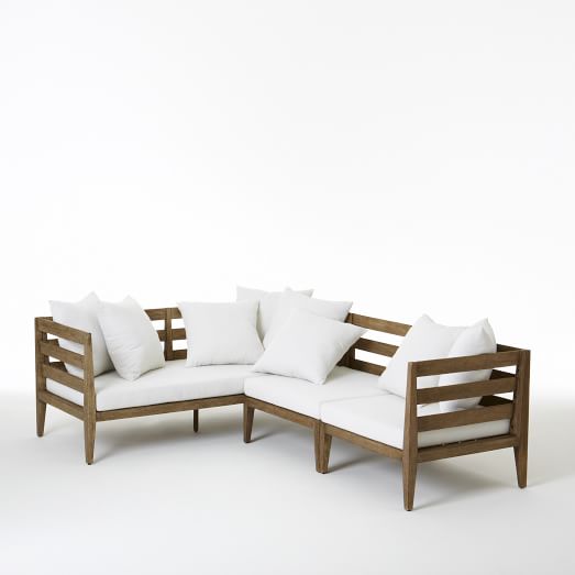 West Elm Jardine Sectional FSC Certified Tropical Wood Driftwood Finish west elm buy more save more sale