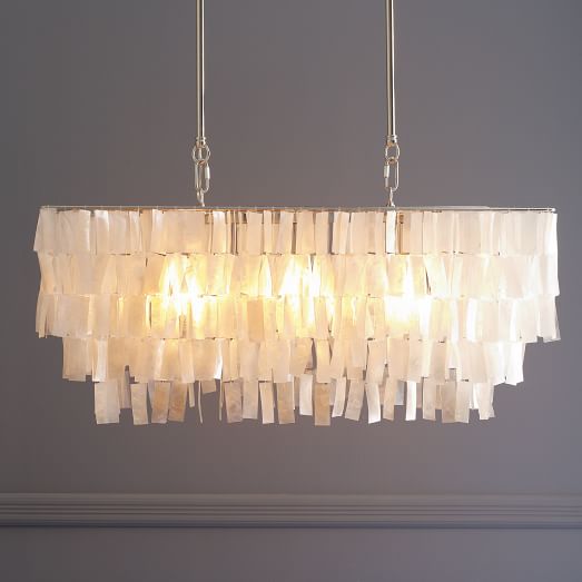 West Elm Large Rectangle Hanging Capiz Chandelier - White west elm buy more save more sale