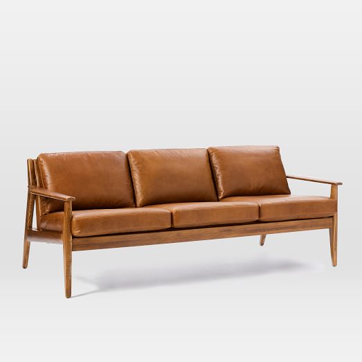 West Elm Mathias Mid-Century Wood Frame Leather Sofa (82.5") west elm buy more save more sale