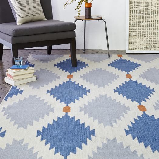 West Elm Phoenix Wool Dhurrie Rug - Regal Blue 2017 west elm buy more save more sale