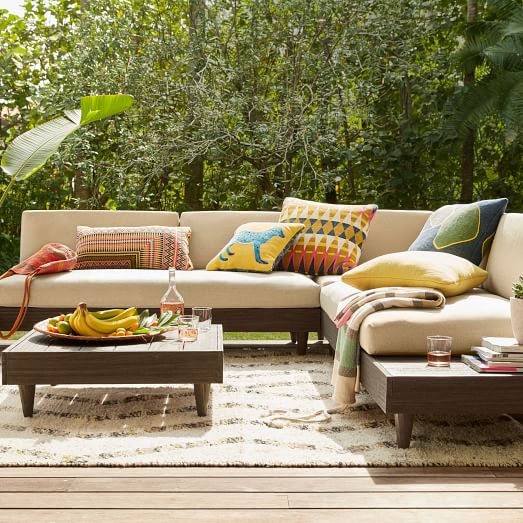 West Elm Portside Low L-Shaped Sectional Weathered Cafe west elm buy more save more sale