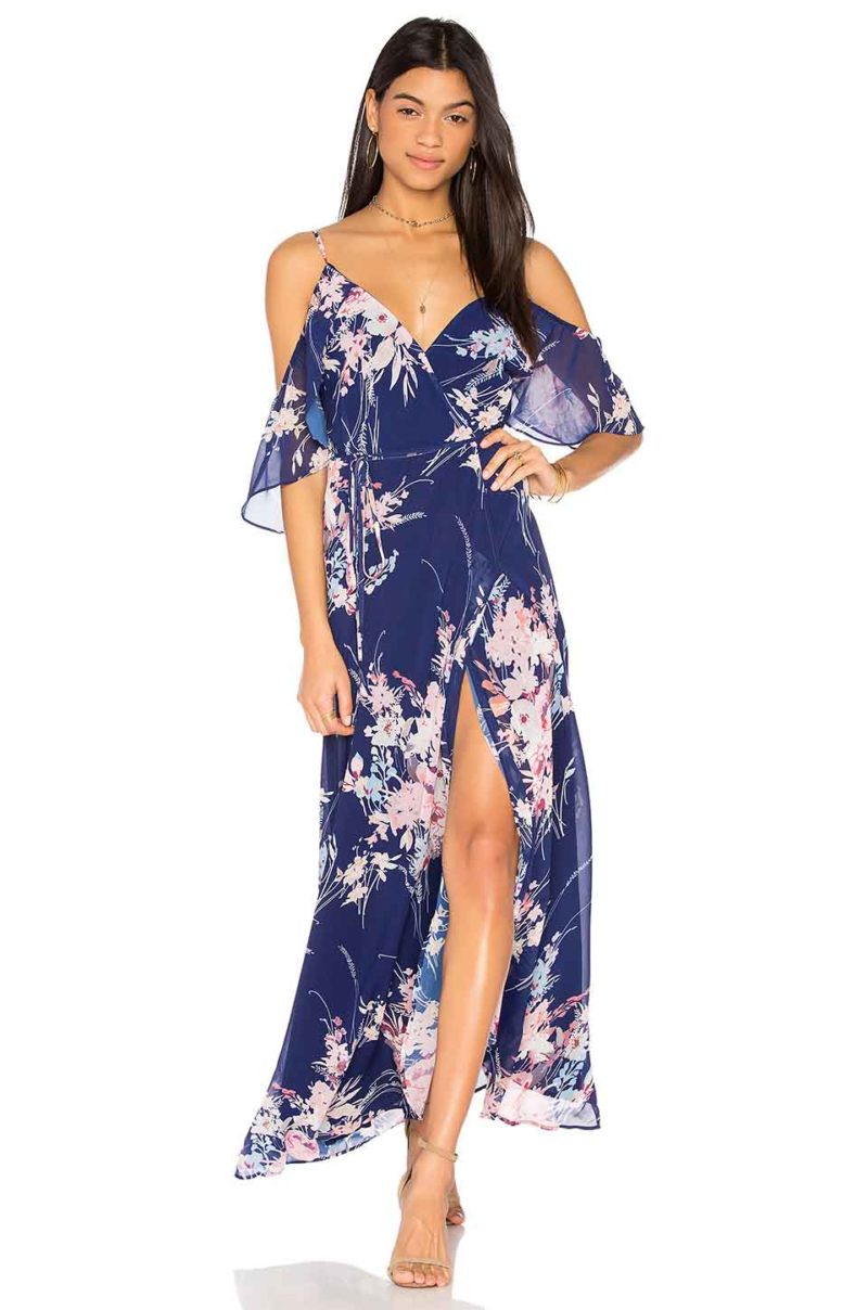 YUMI KIM ENDLESS LOVE MAXI DRESS Botanical Garden Navy cold shoulder maxi dresses spring 2017