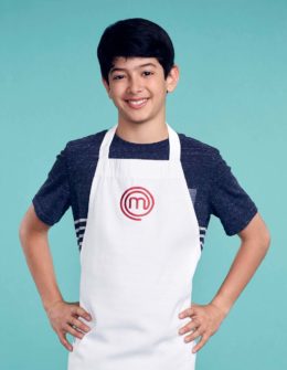 Fox MasterChef Junior contestant Adam Wadhwani of Sacramento, California shares his chicken Kiev with asparagus dish with Candace Rose! Credit: Greg Gayne / FOX. © 2017 FOX Broadcasting Co.