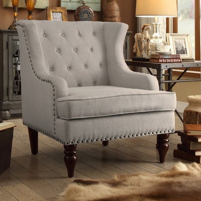 iNSTANT HOME Jewel Tufted Wingback Club Chair Beige Wayfair upholstered furniture sale