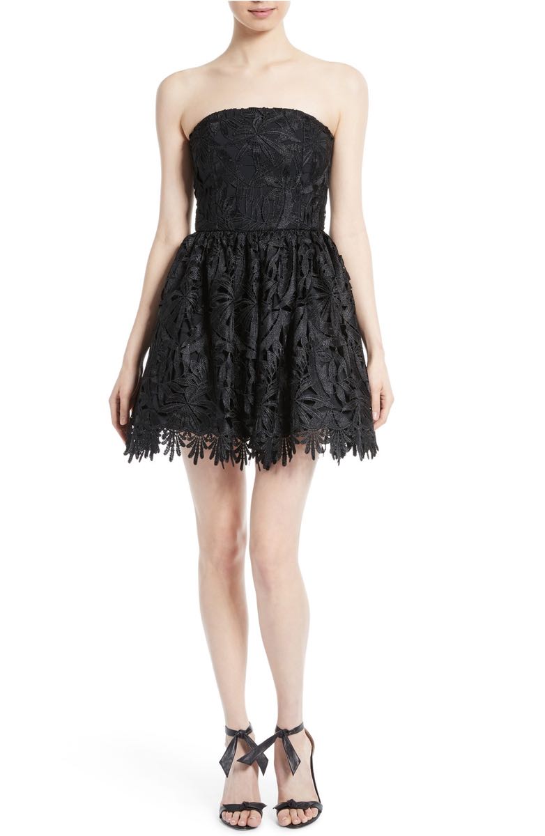 ALICE + OLIVIA Daisy Strapless Lace Dress Black strapless dresses kentucky derby