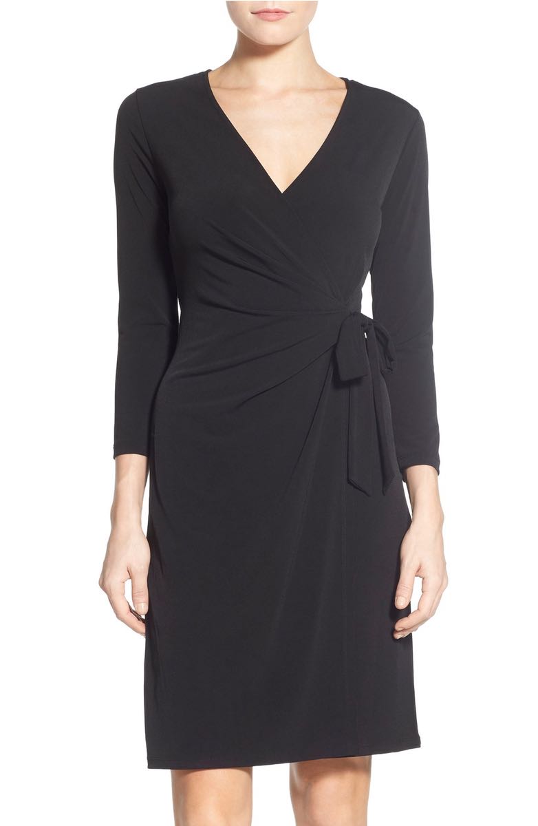 ANNE KLEIN Jersey Faux Wrap Dress Black long sleeve dresses easter 2017