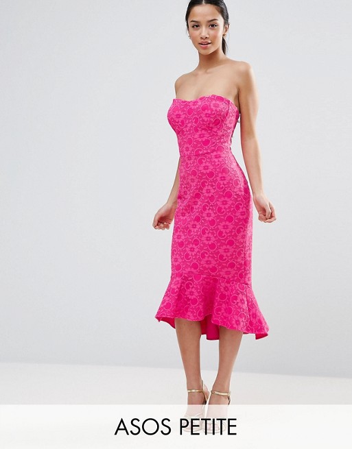 ASOS PETITE Lace Bandeau Pephem Dress Pink strapless dresses 2017 kentucky derby