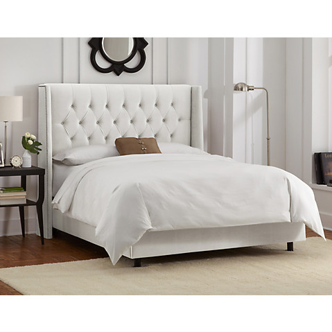 Alex Tufted Wingback Bed, White Velvet One Kings Lane Blowout Sale