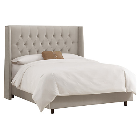 Alex Wingback Tufted Bed, Light Gray Velvet One Kings Lane Blowout Sale