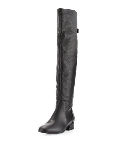 Aquatalia Lala Leather Over-the-Knee Boot, Black Neiman Marcus Shoe Sale