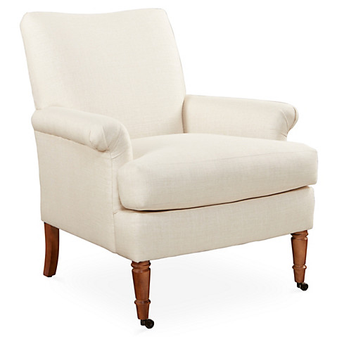 Avery Roll-Arm Chair, Natural Linen One Kings Lane Sale