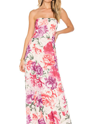 BB DAKOTA RSVP BY BB DAKOTA ROSALIE STRAPLESS MAXI DRESS Apricot Blush maxi dresses kentucky derby party