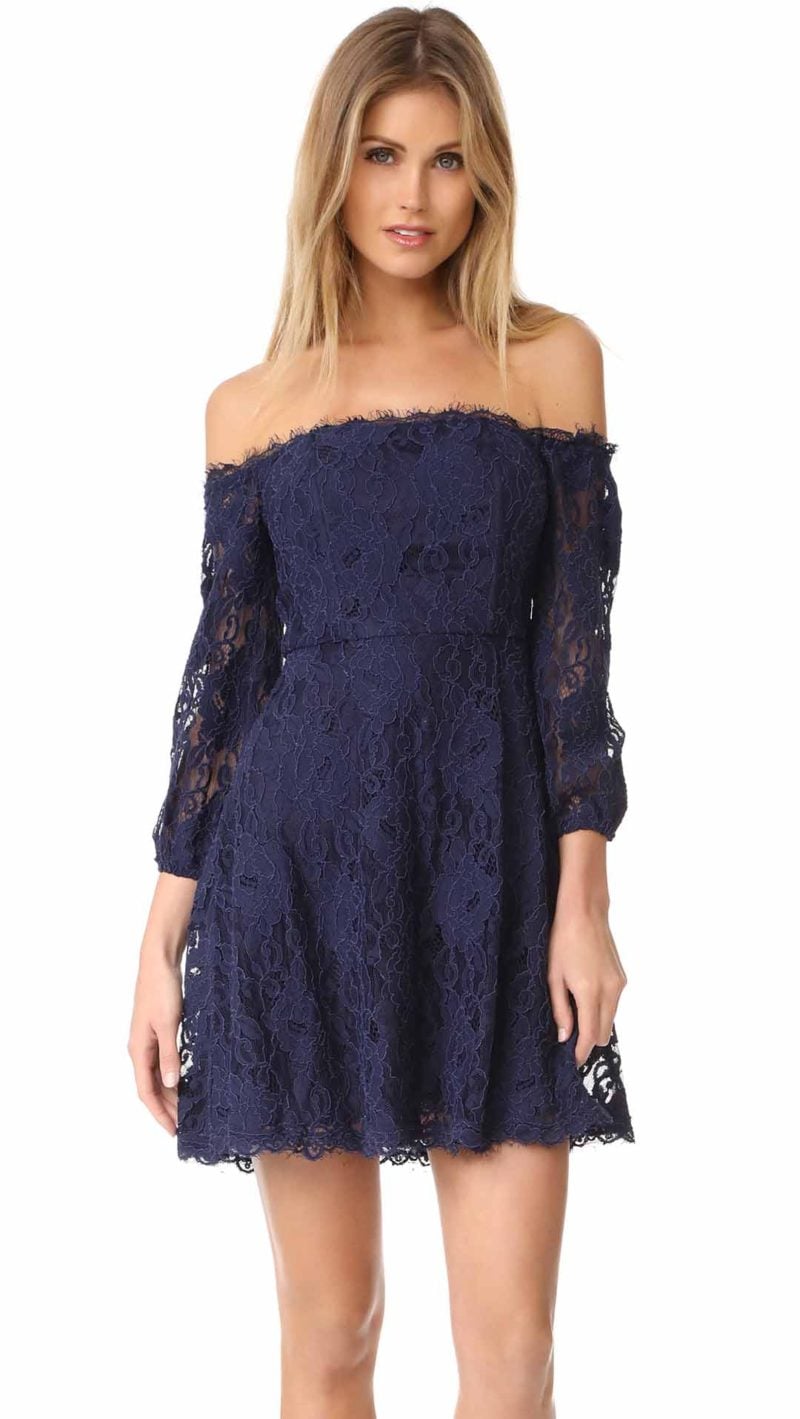 BB Dakota R.S.V.P by BB Dakota Jasmin Off Shoulder Oilslick Blue Shopbop event of the season sale