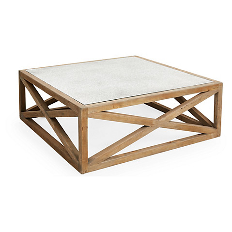 BROWNSTONE UPHOLSTERY Manning Mirrored Coffee Table, Natural One Kings Lane Blowout Sale